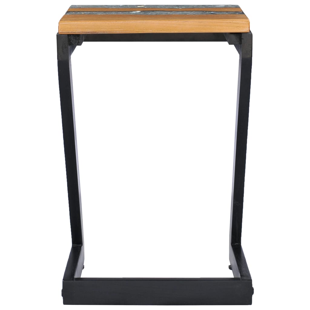 Mesa De Centro Madera Maciza De Teca Y Poliresina 30x30x50 Cm_1