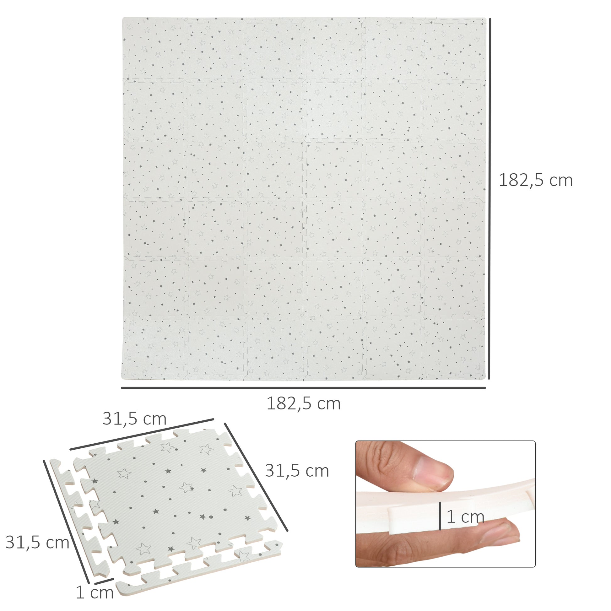 Homcom Alfombra Puzzle Para Bebés 36 Piezas 31,5x31,5 Cm Espuma Eva Modelo_2