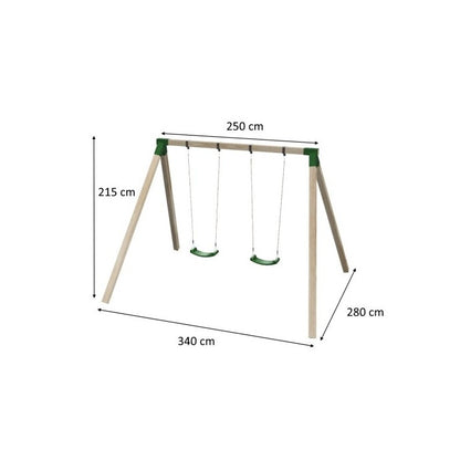Columpio Doble De Madera Cuadrada Masgames Karai Deluxe Adultos (caucho Y Cuerdas).