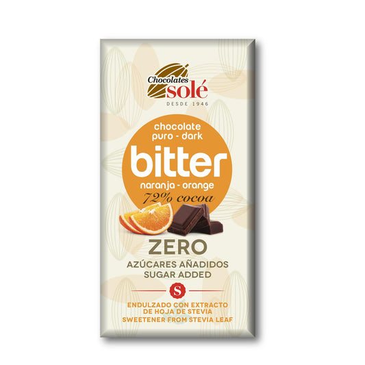 Tableta de chocolate 72% Stevia naranja Bitter 100g Solé