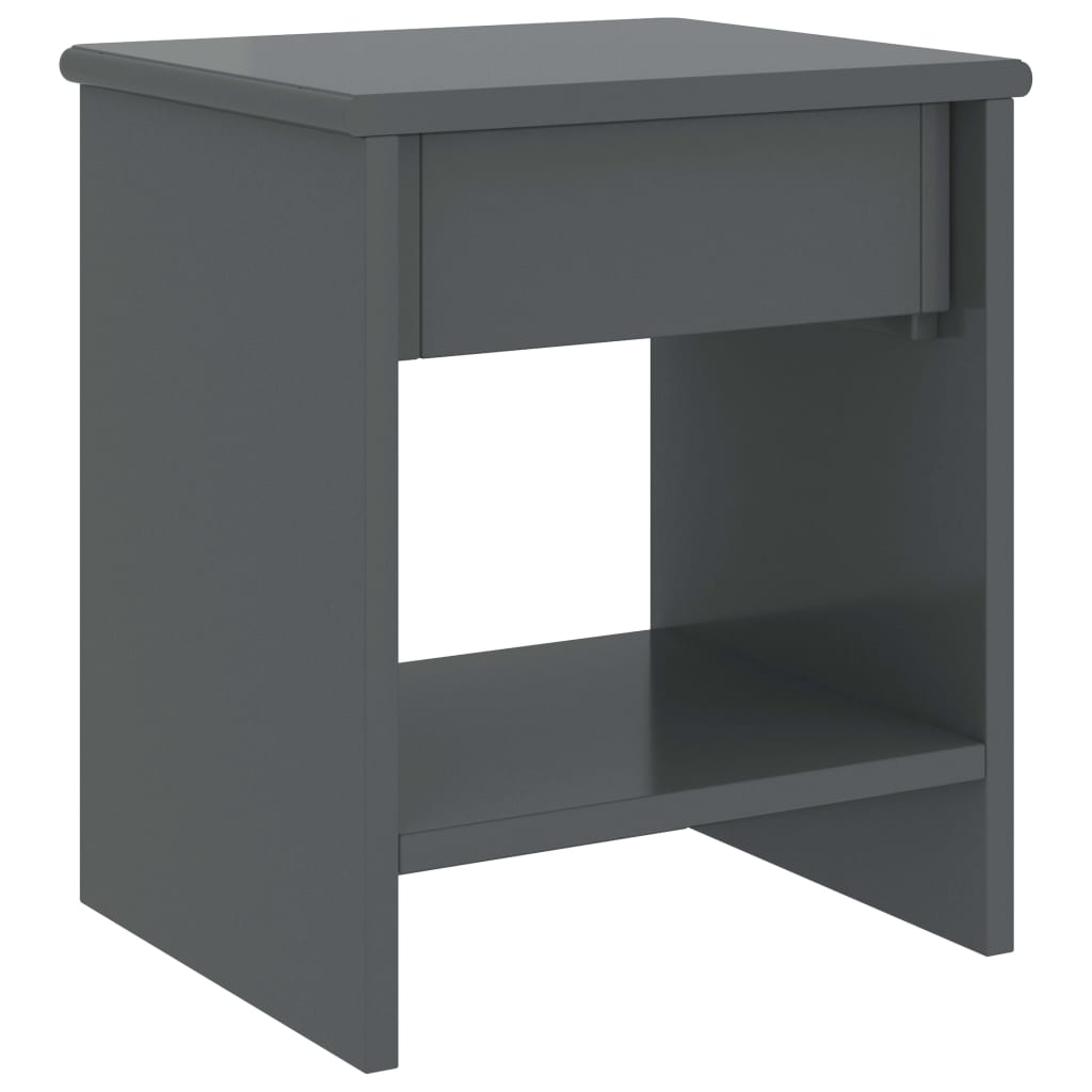 Mesita De Noche Madera Maciza De Pino Gris Oscuro 35x30x40cm_2