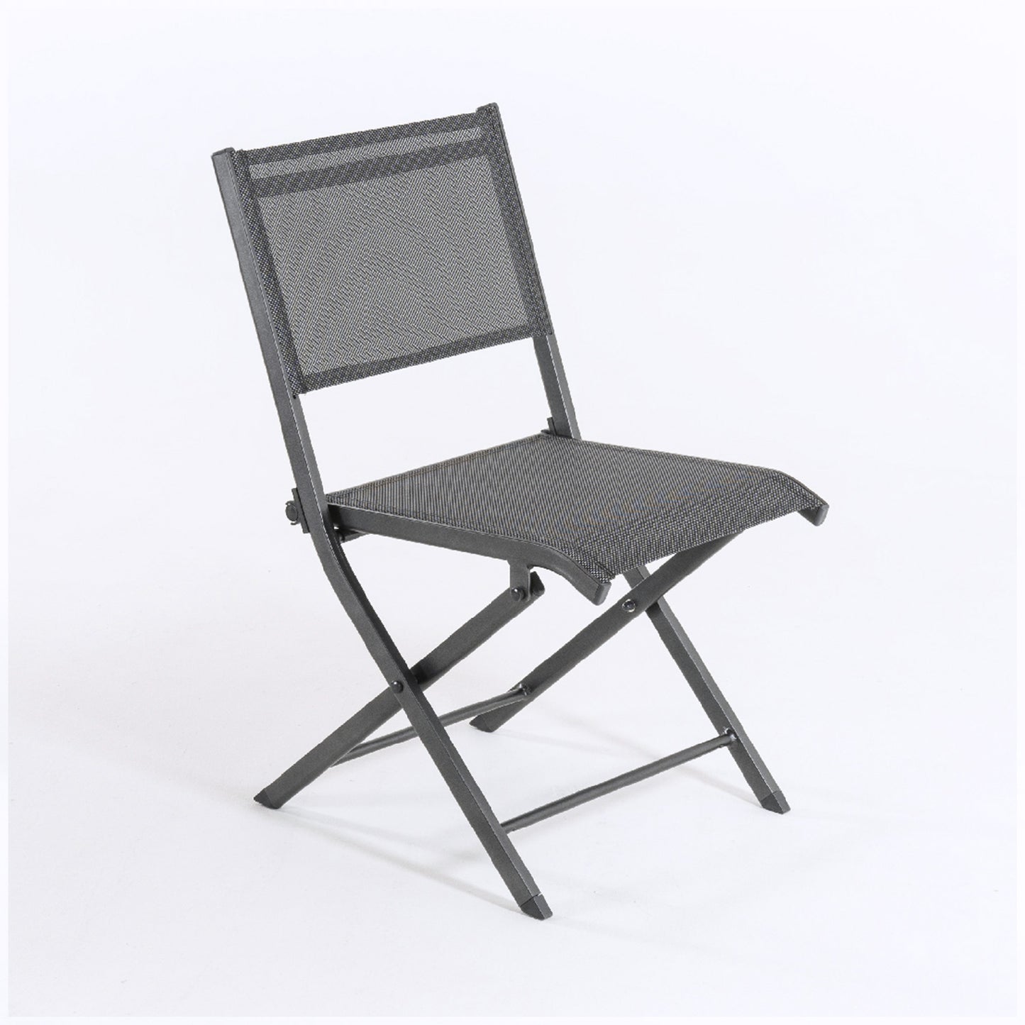 Silla De Exterior Plegable, Tamaño: 48x48x84 Cm, Aluminio Doble Reforzado Color Antracita, Textilene Color Plata Y Negro_2