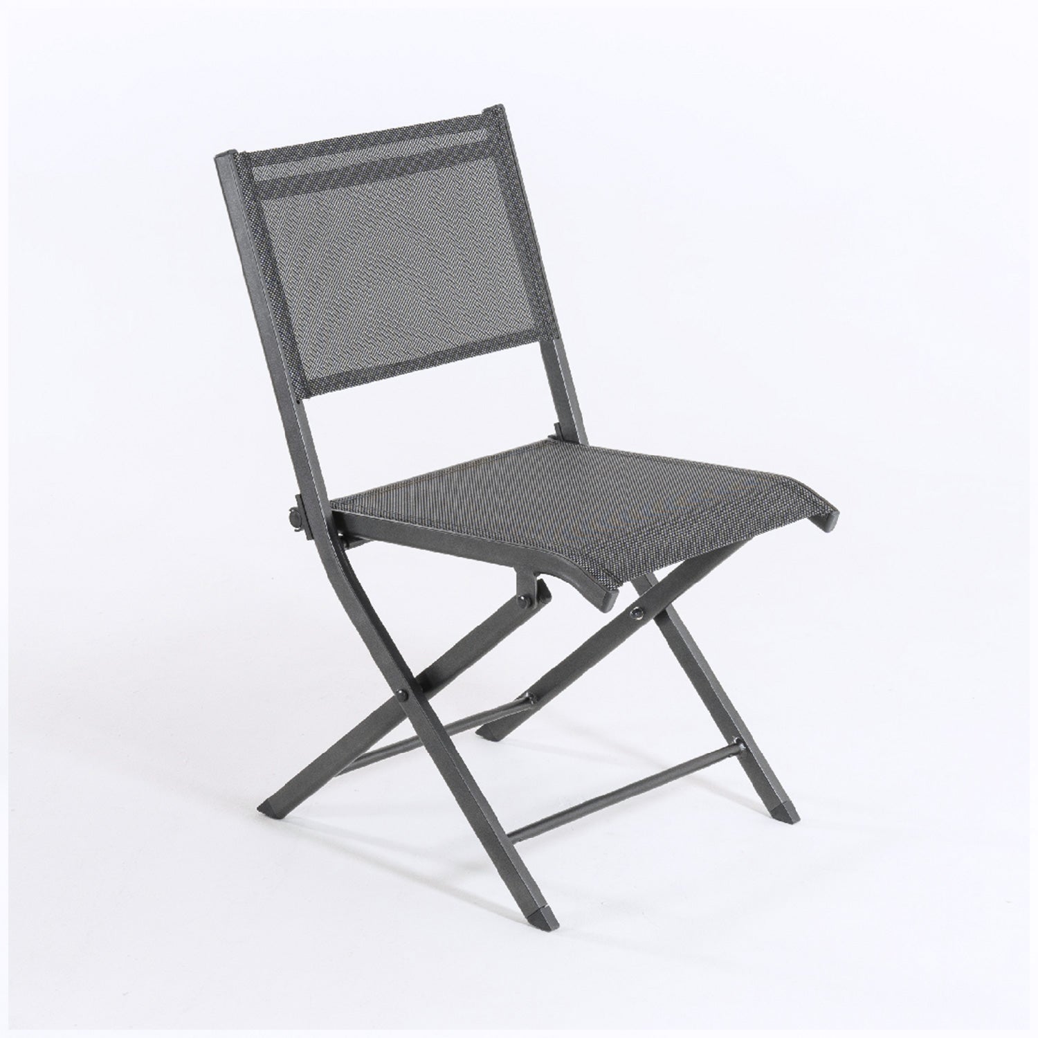 Silla De Exterior Plegable, Tamaño: 48x48x84 Cm, Aluminio Doble Reforzado Color Antracita, Textilene Color Plata Y Negro_2