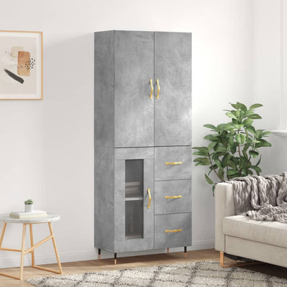 Aparador Alto Madera Contrachapada Gris Hormigón 69,5x34x180 Cm_0