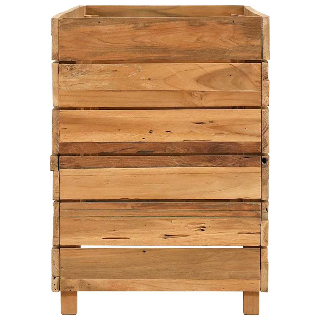Arriate Elevado Madera De Teca Reciclada Y Acero 100x40x55 Cm_3