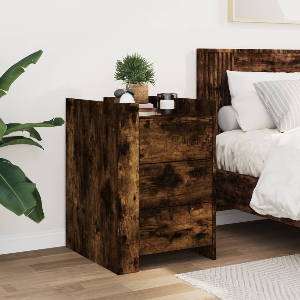 Mesita De Noche Madera De Ingeniería Roble Ahumado 45x50x65 Cm_1