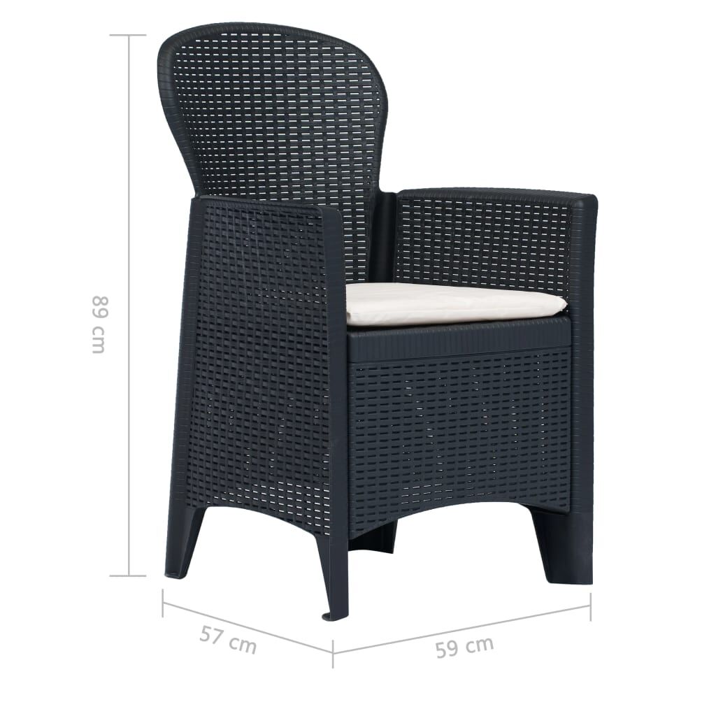 Vidaxl Comedor De Jardín 5 Pzas Plástico Gris Antracita Aspecto Ratán_2