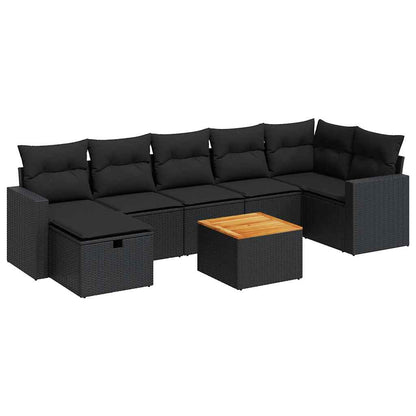 Set De Sofás De Jardín Y Cojines 8 Piezas Ratán Sintético Negro / Vetonek_2