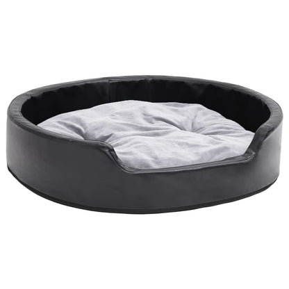 Vidaxl Cama Para Perros Felpa Y Cuero Sintético Negro Gris 79x70x19 Cm_0