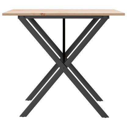 Mesa De Comedor Marco X Madera Maciza Pino Y Acero 80x80x75 Cm_3