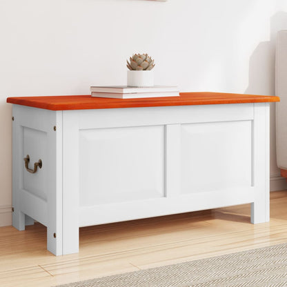 Baúl De Almacenaje Con Tapa Madera De Acacia Marrón Y Blanco_0