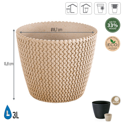 Macetero Color Ocre,sin Depósito , Colección Splofy Eco Wood De 18,7cm X 18,7cm X 15,8cm Cm, Capacidad De 3 L._2
