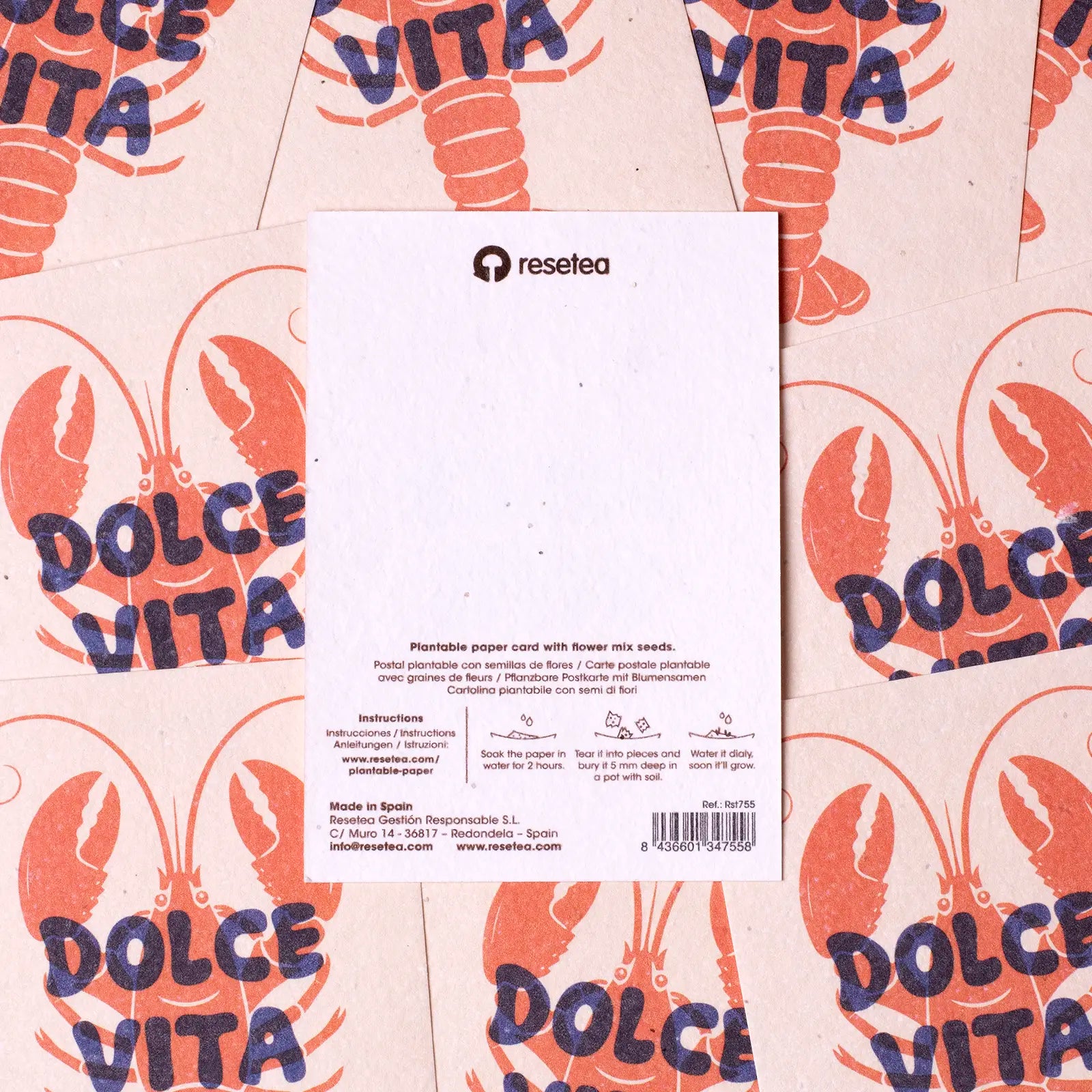 Postal Plantable Dolce Vita Semillas de Flores | Papel de Algodón Reciclado | Regalo Original - Resetea_3