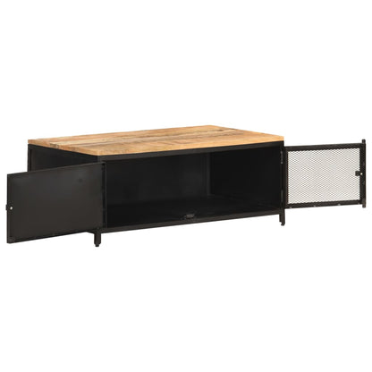 Mesa De Centro De Madera Maciza De Mango Rugosa 90x50x37 Cm_1