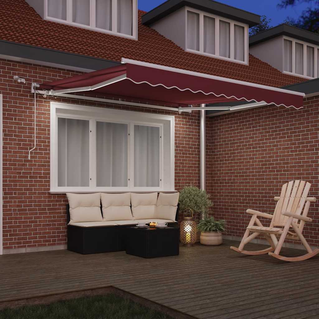Toldo Retráctil Automático Con Luces Led Burdeos 300x250 Cm_2