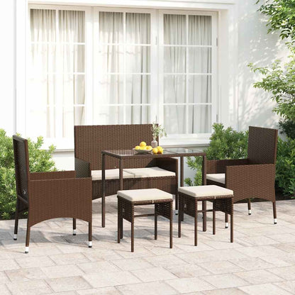 Vidaxl Set Muebles De Jardín 6 Piezas Y Cojines Ratán Sintético Marrón_1
