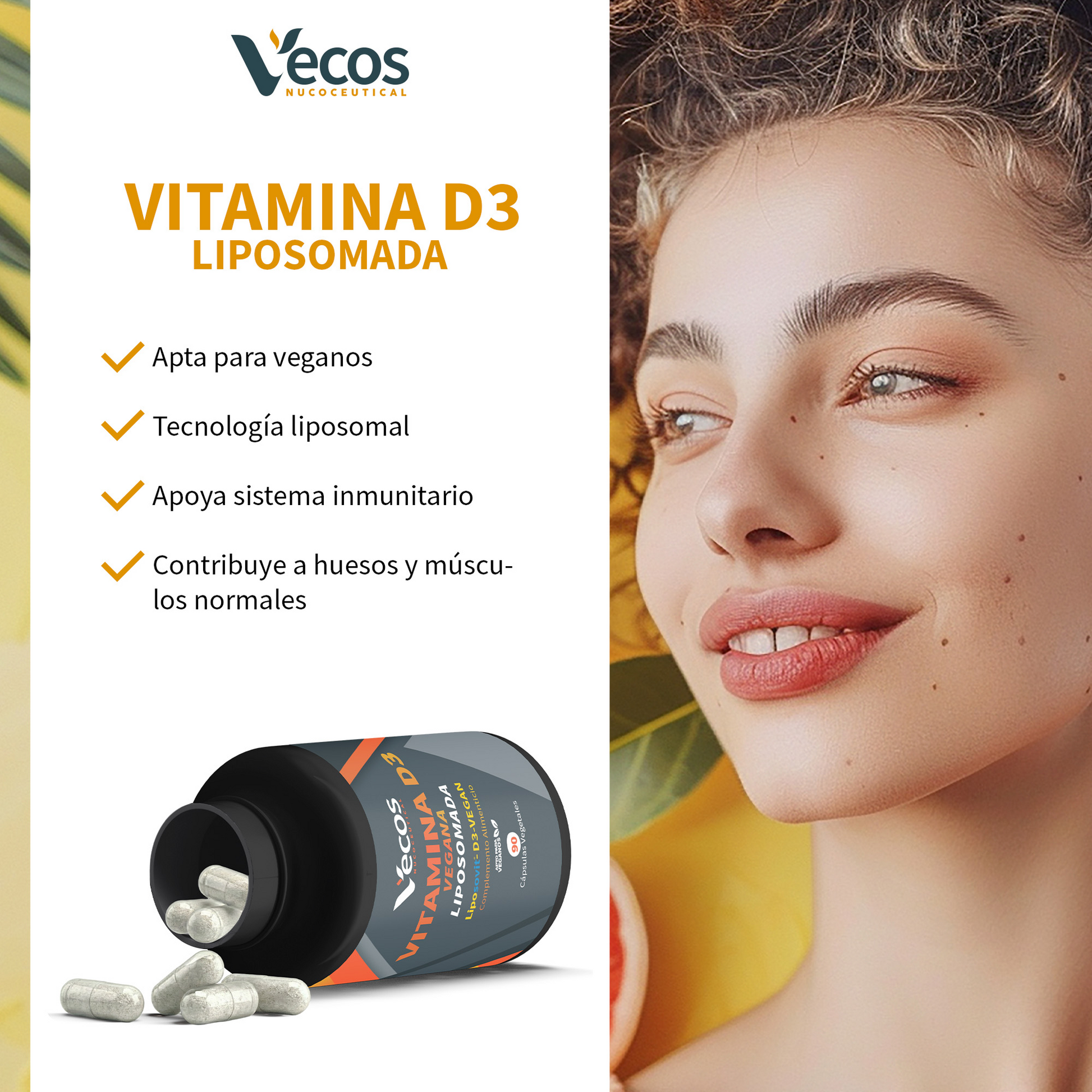 Vitamina D3 Vegana Liposovit® Vecos 90 Cápsulas | Salud Ósea E Inmune | 2000 Ui Por Cápsula_3