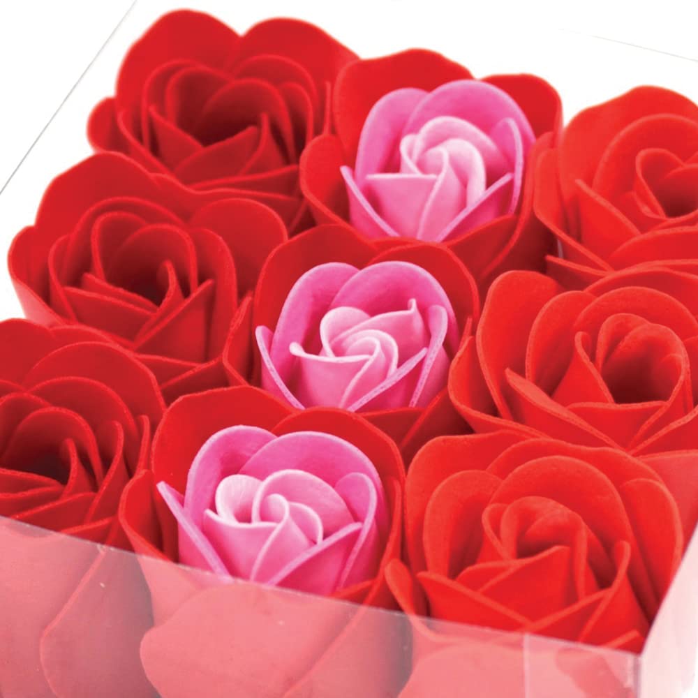 Caja 9 Rosas De Jabón (rojo) - Flores Con Pétalos De Jabón Perfumados - Regalo Original Para Días Especiales_1