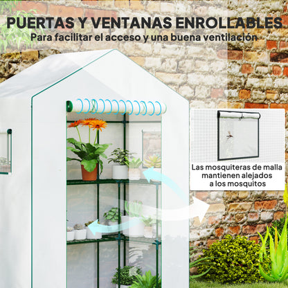 Invernadero Para Jardín Outsunny Acero, Pe Blanco 140x73x190 Cm 845-933v00wt_5