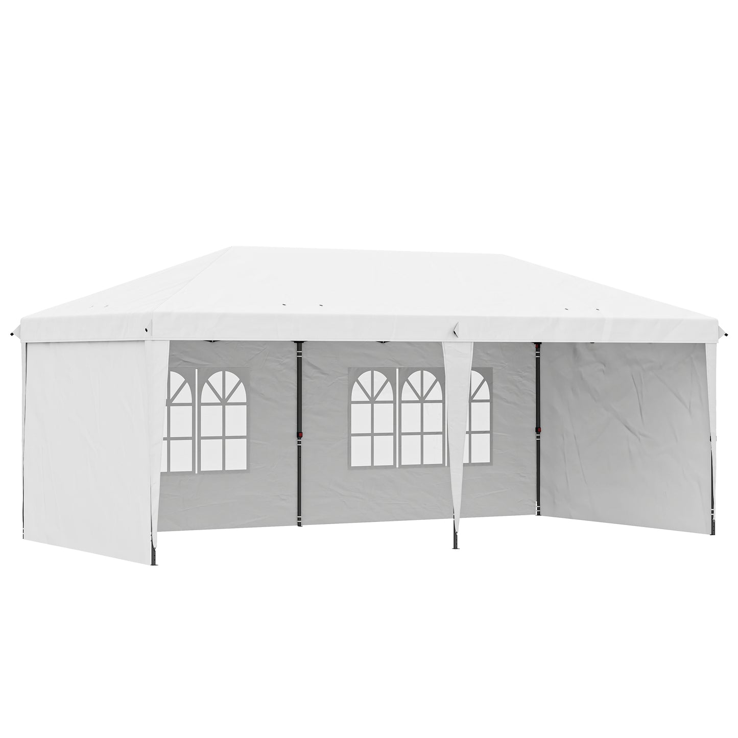 Outsunny Carpa Plegable 6x3 M Con 4 Laterales Desmontables 2 Ventanas Blanco_0