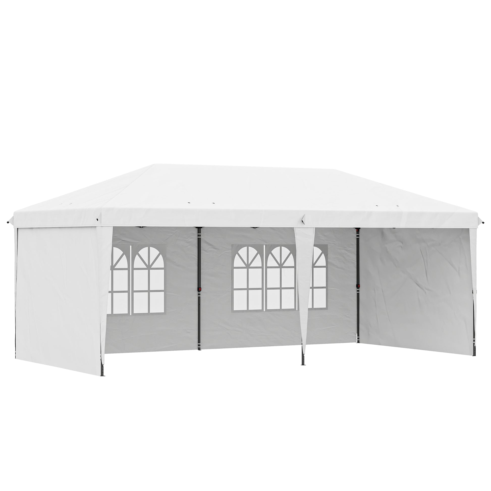 Outsunny Carpa Plegable 6x3 M Con 4 Laterales Desmontables 2 Ventanas Blanco_0