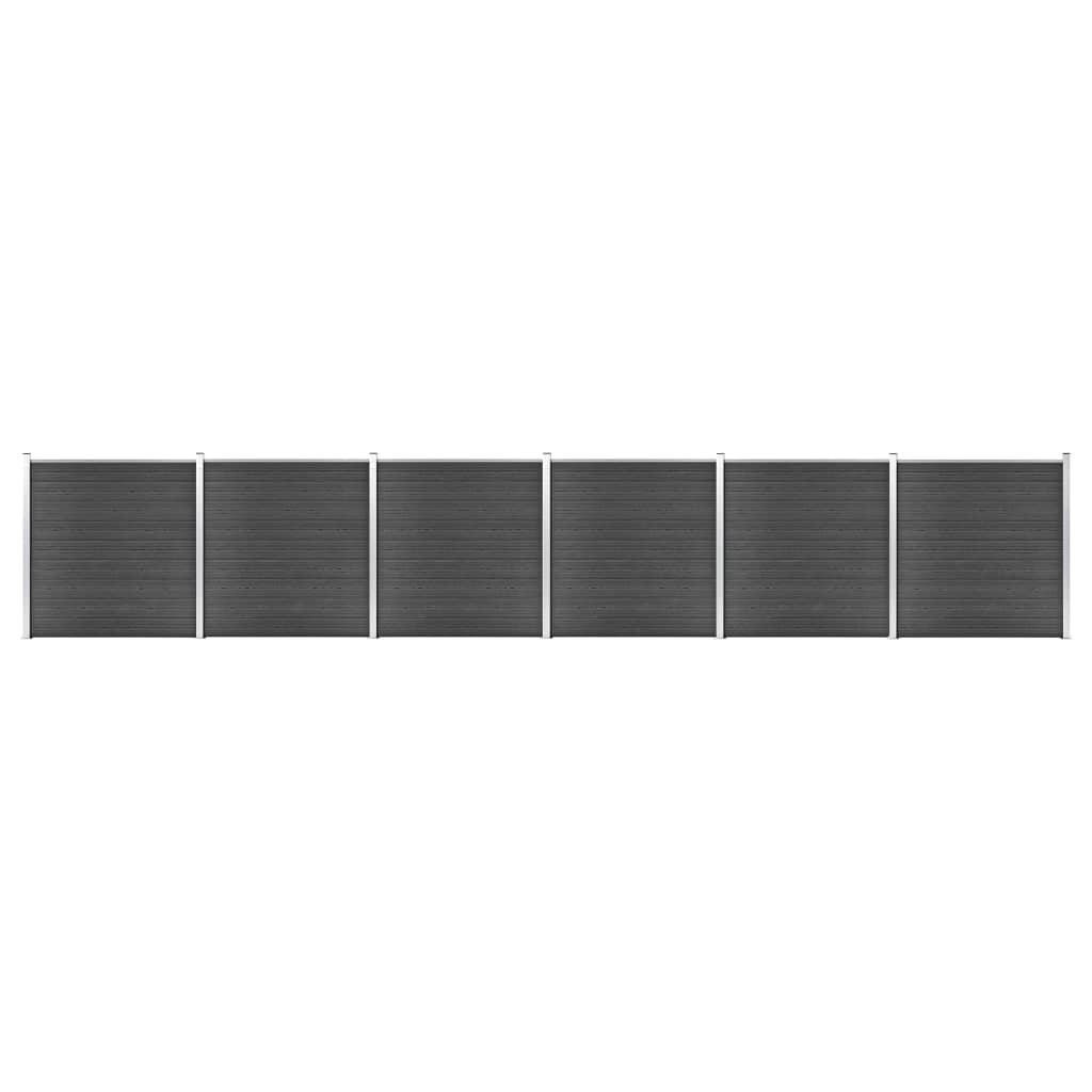 Juego De Paneles De Valla Wpc Negro 1045x186 Cm / Vetonek_2