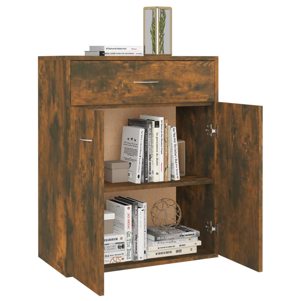 Aparador Madera Contrachapada Color Roble Ahumado 60x30x75 Cm / Vetonek_2