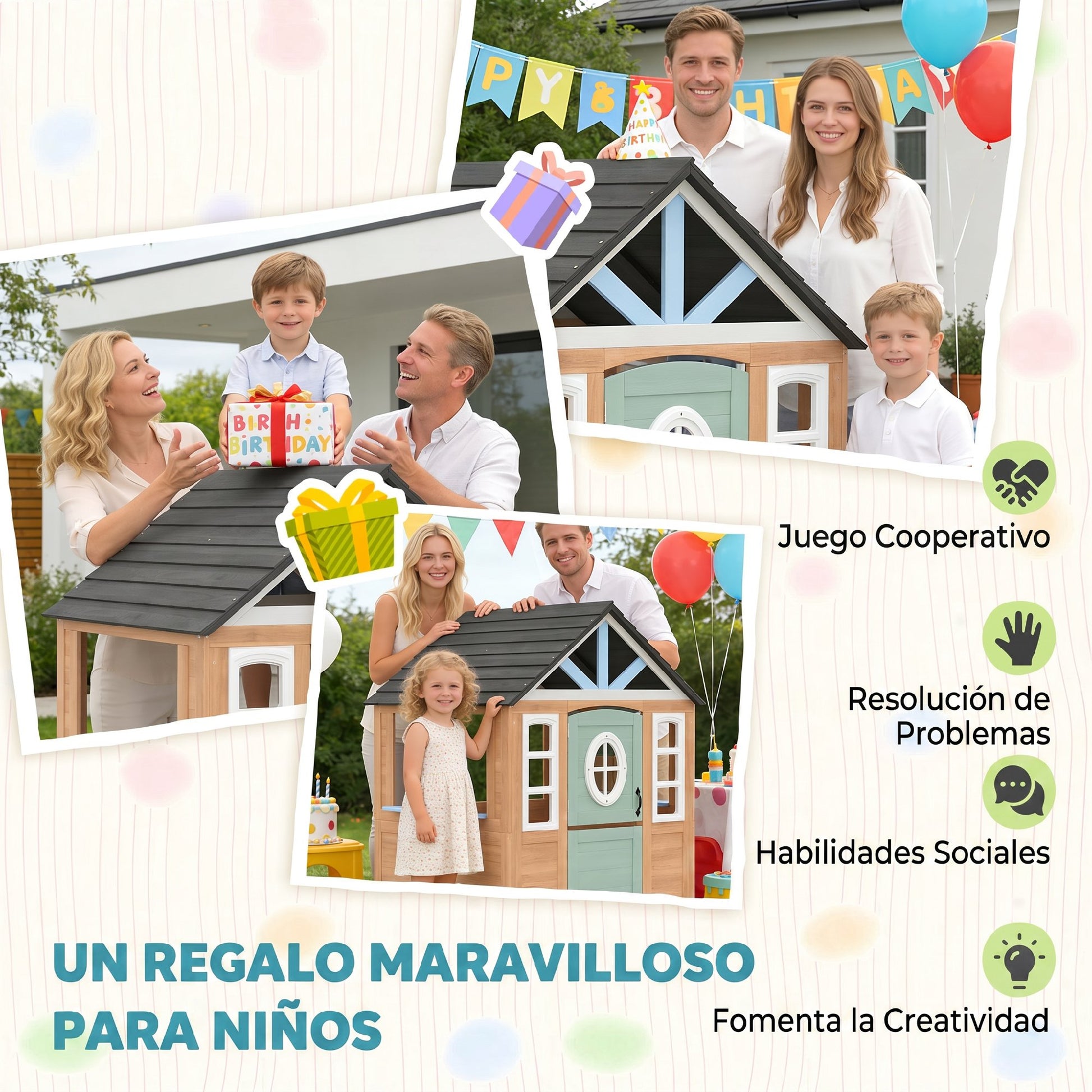 Aiyaplay Casita Infantil De Madera Con Puerta Para Mascotas Cocina De Juguete_3