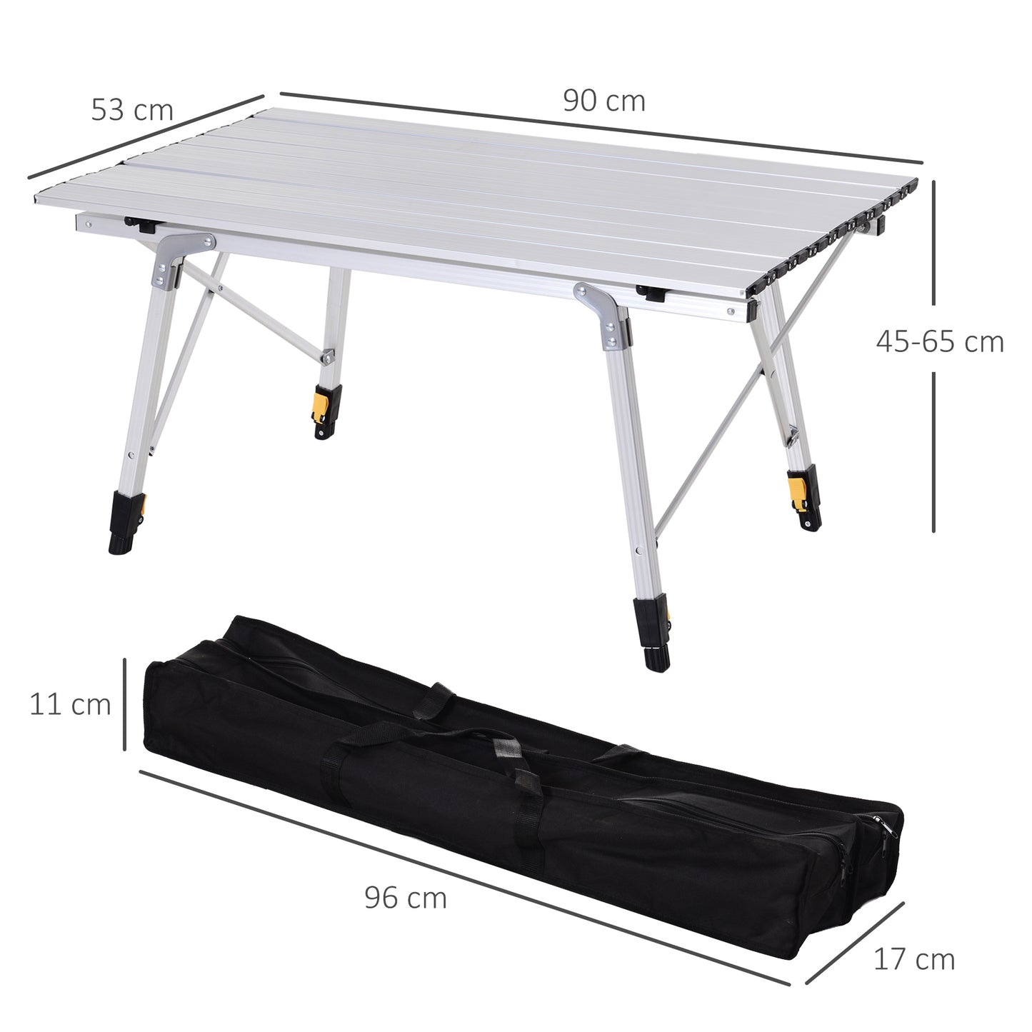 Outsunny Mesa De Picnic Plegable Con Altura Regulable De Aluminio Con Bolsa 30_2