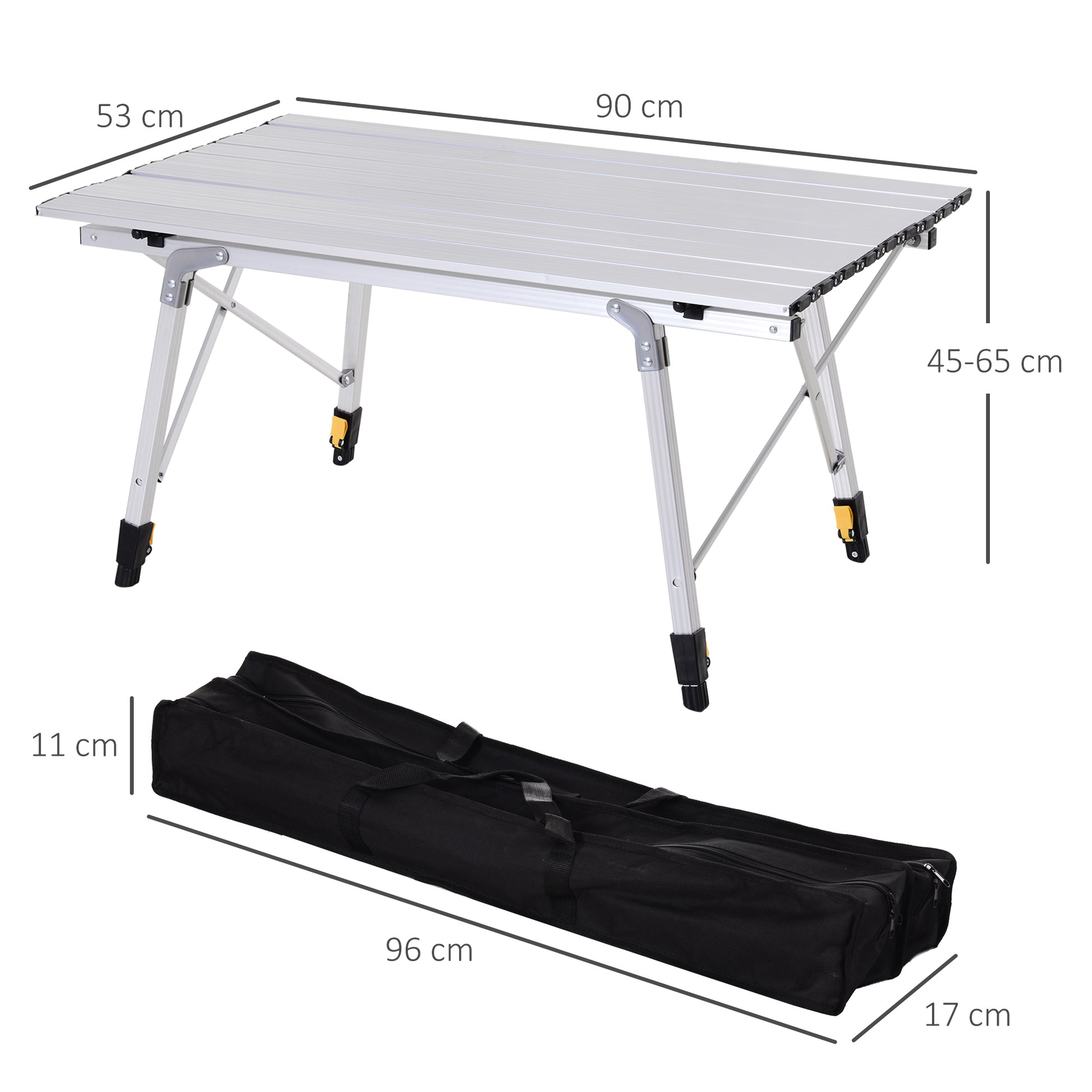 Outsunny Mesa De Picnic Plegable Con Altura Regulable De Aluminio Con Bolsa 30_2