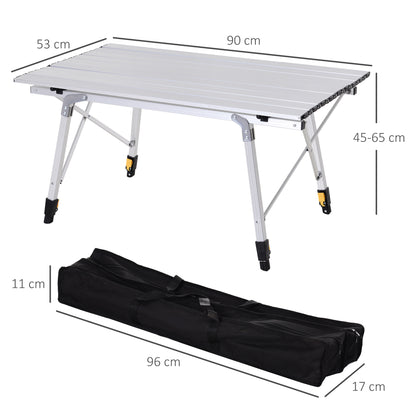 Outsunny Mesa De Picnic Plegable Con Altura Regulable De Aluminio Con Bolsa 30_2