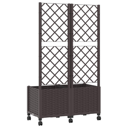 Jardinera Con Enrejado Y Ruedas Marrón 80 X 40 X 146 Cm Pp_4