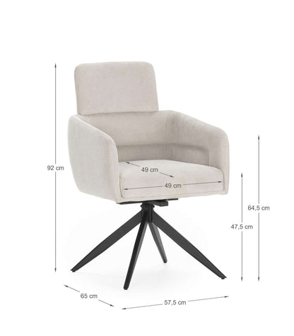 Pack De 2 Sillones Giratorios Modelo Maggie Tapizado Textil Gris Claro, 93cm(alto) 58cm(an_4