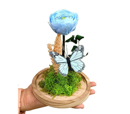 Mundo Eterno Ranúnculo Azul En Cúpula 12x20cm_0