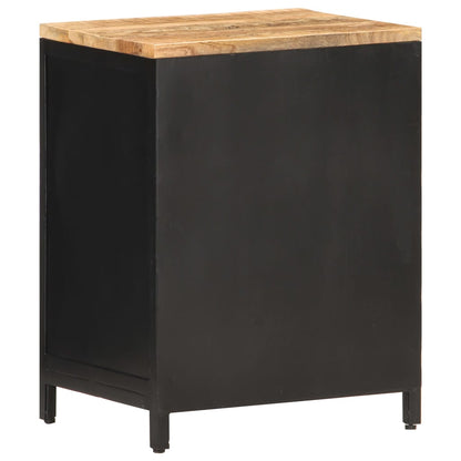 Mesita De Noche Madera Maciza De Mango Rugosa 40x30x53 Cm_2