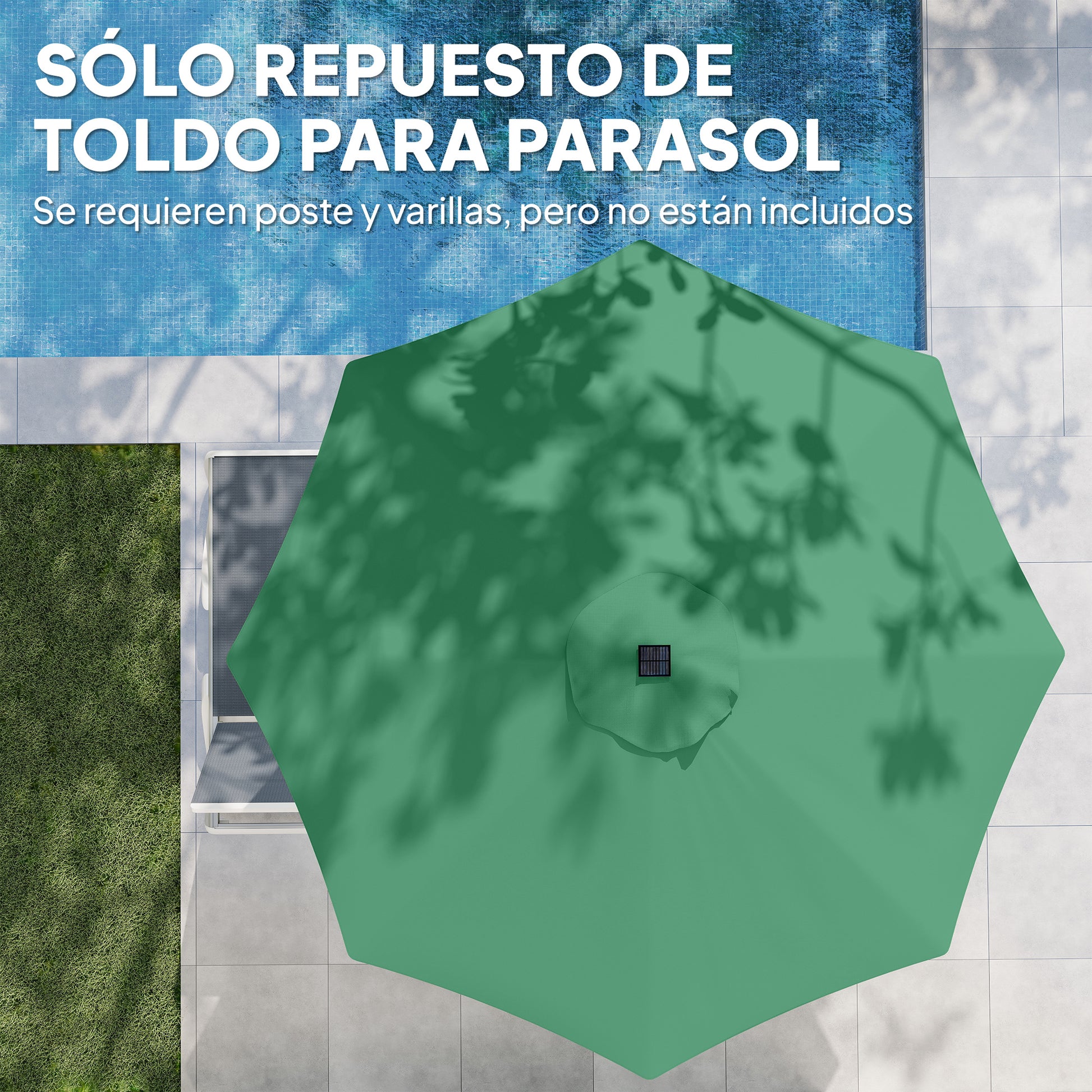 Outsunny Toldo De Recambio De Sombrilla De 3 M Con Ventilación Superior Verde_3
