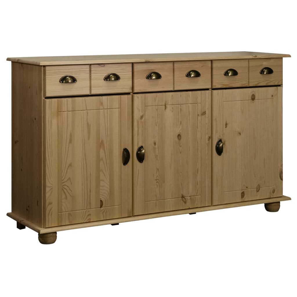 Aparador De Madera Maciza De Pino 134x39x79,5 Cm_0