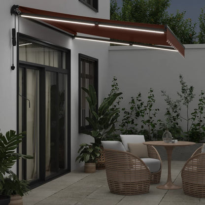 Toldo Retráctil Automático Con Leds Marrón 350x250 Cm_2