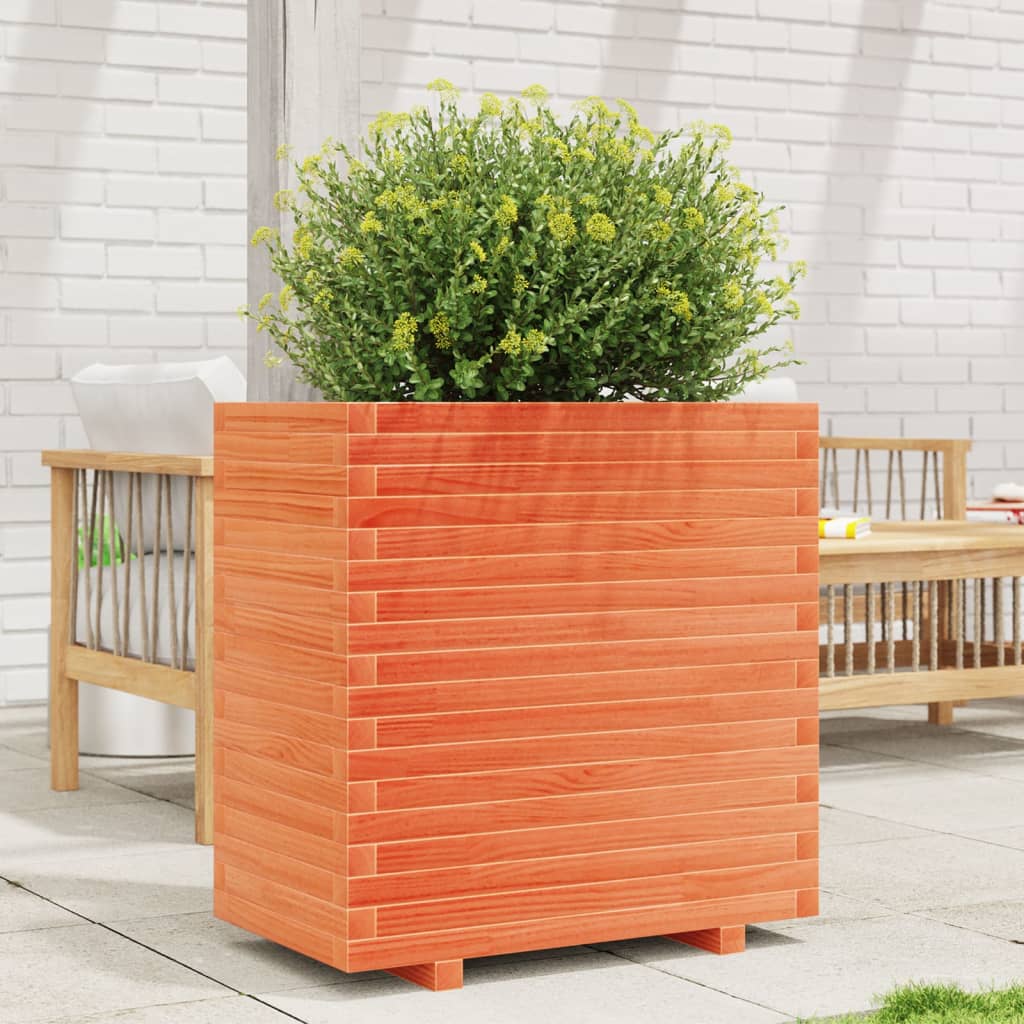 Jardinera Madera Maciza De Pino Marrón Cera 70x40x72,5 Cm_2