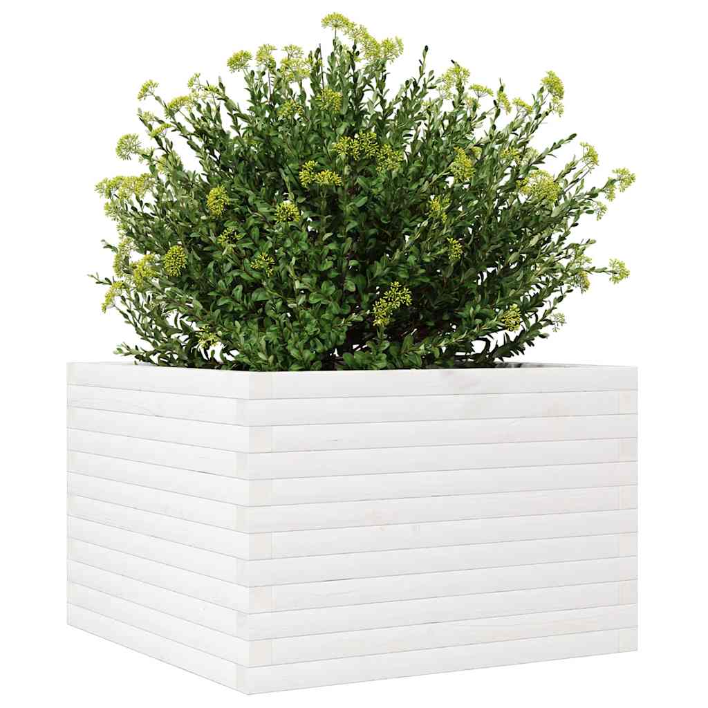 Jardinera Madera Maciza De Pino Blanco 70x70x46 Cm_3