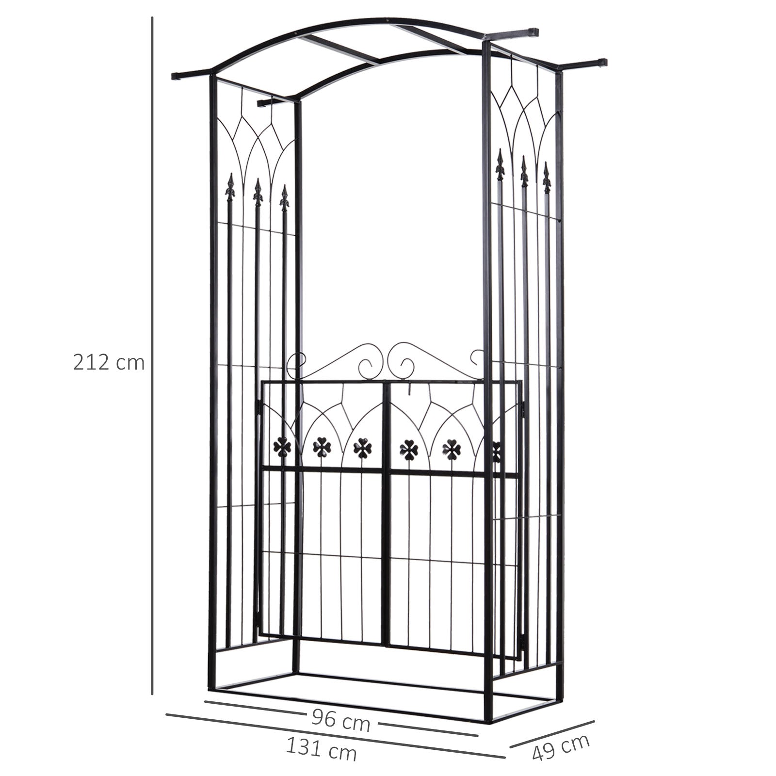 Outsunny Arco De Jardín Con Puerta Enrejado De Metal 131x49x212cm Con Cerradura_2