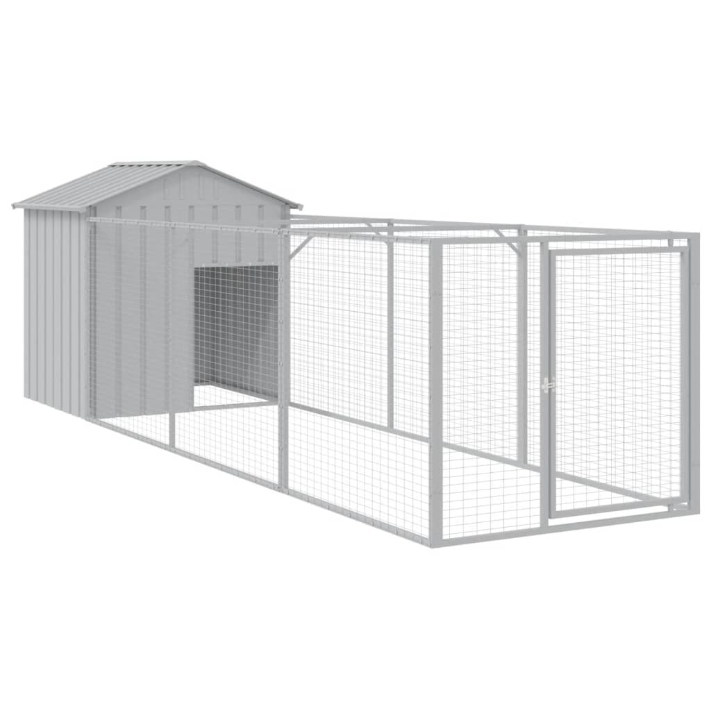 Caseta Perros Tejado Acero Galvanizado Gris Claro 117x405x123cm_0