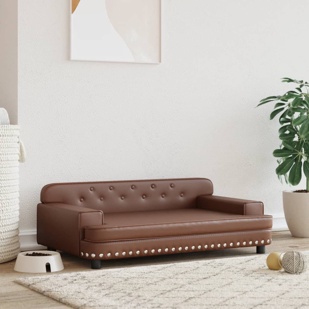 Cama Para Perros De Cuero Sintético Marrón 90x53x30 Cm / Vetonek_2