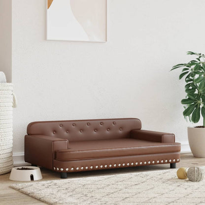 Cama Para Perros De Cuero Sintético Marrón 90x53x30 Cm / Vetonek_2