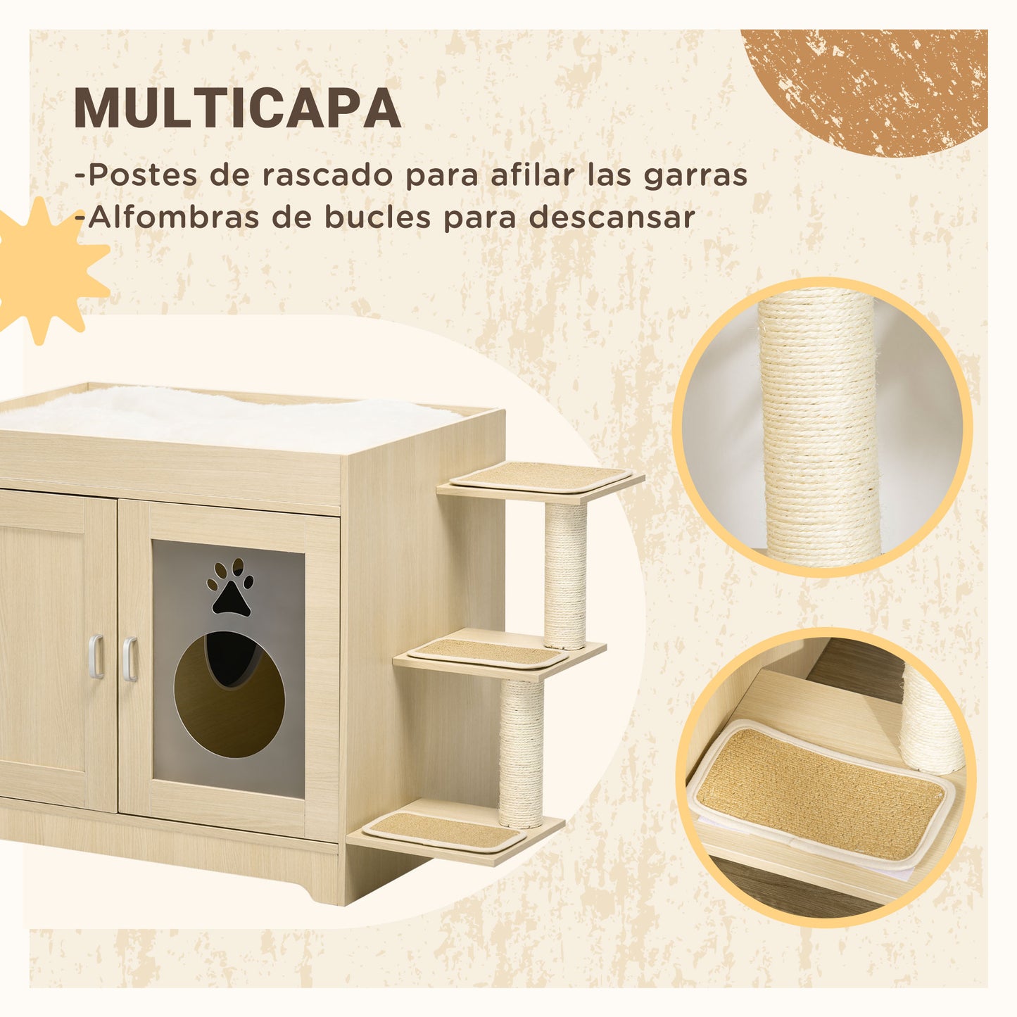 Pawhut Conjunto De 1 Arenero Para Gatos Y 1 Estante De Escalada Para Gatos_4