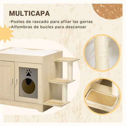 Pawhut Conjunto De 1 Arenero Para Gatos Y 1 Estante De Escalada Para Gatos_4