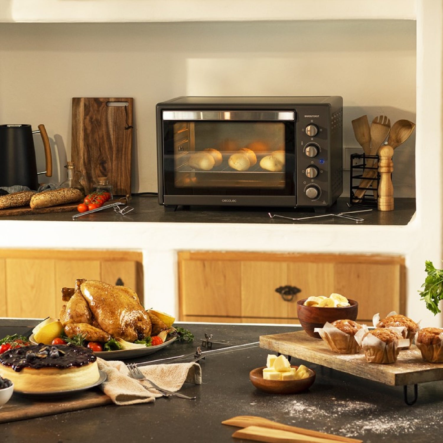 Cecotec Horno Sobremesa De Convección Bake&toast 4500 Black Gyro. 2000 W Capacidad 45 L 12 Funciones Combinables Incluye_4