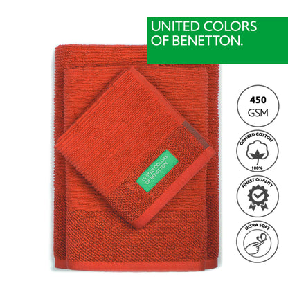 Set 3pcs Toallas De Baño (30x50+50x90+70x140cm) 450 Gsm 100%algodon Rojo Casa Benetton_1