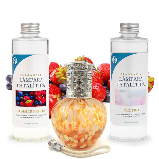 Pack Ahorro Lámpara Catalítica Drops Orange + Fragancia Summer Fruits 200ml + Limpiador Neutro 200ml + Mecha Repuesto_0