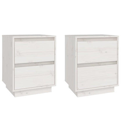 Mesitas De Noche 2 Uds Madera Maciza De Pino Blanco 40x35x50 Cm_0